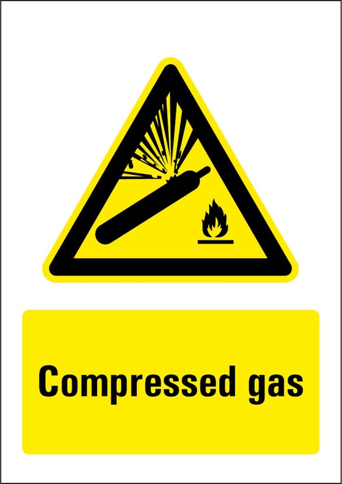 Compressed gas sticker 148 x 210 mm