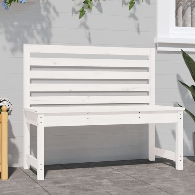 vidaXL - Tuinbank - 109 - cm - massief - grenenhout - wit
