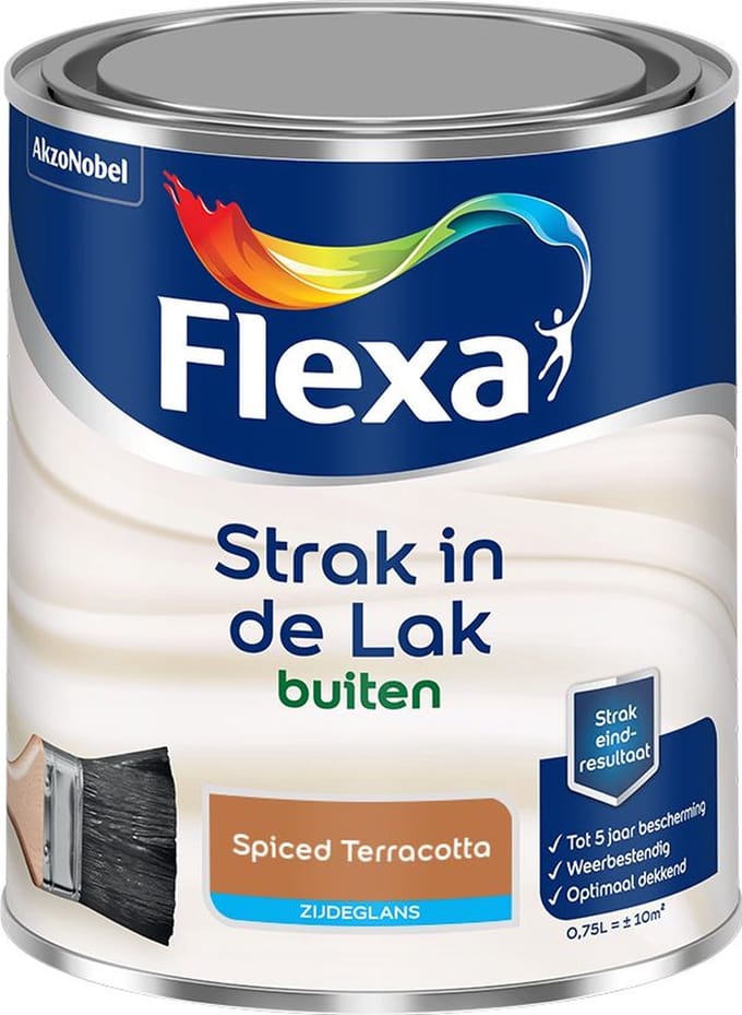 Flexa - Strak In De Lak Buitenlak Zijdeglans - Spiced Terracotta - Mengverf - 750 Ml