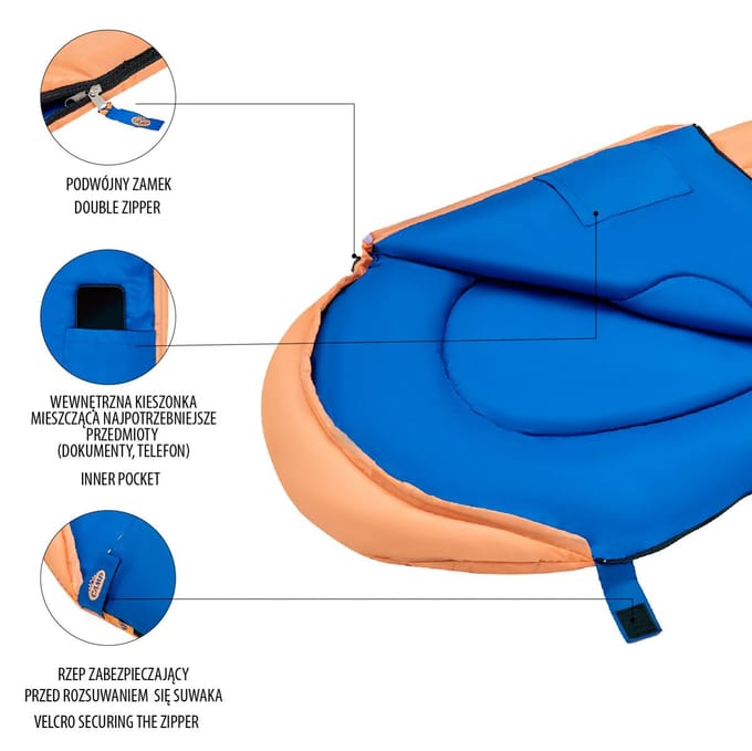 NILS CAMP Junior Serie - Slaapzak - Oranje - Polyester - Comfort bij 0-12 °C