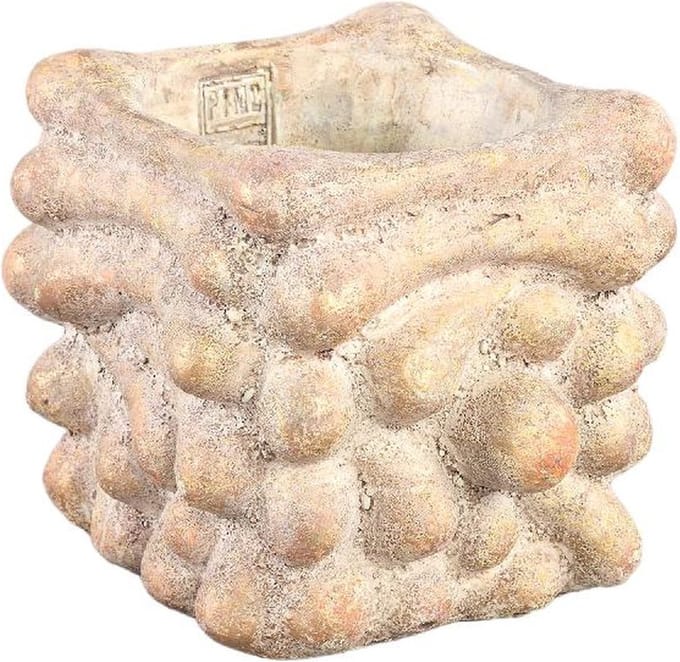 PTMD Bloempot Drew - 21x19x18 cm - Cement - Creme