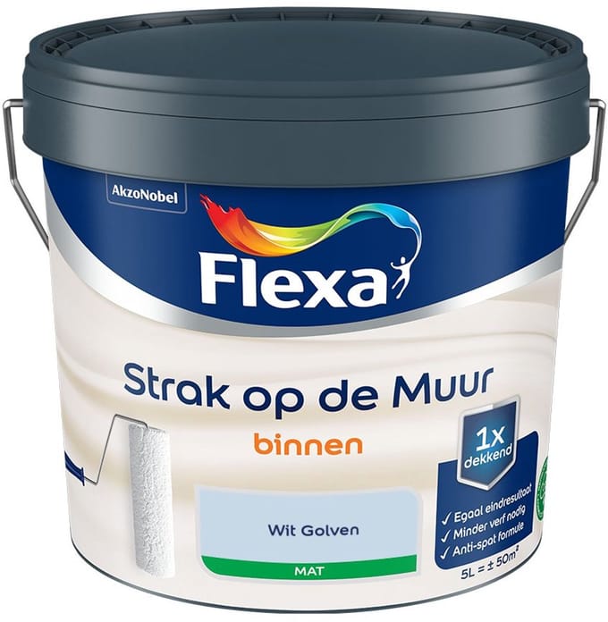 Flexa - Strak Op De Muur Binnen Mat - Wit Golven - Mengverf - 5 L