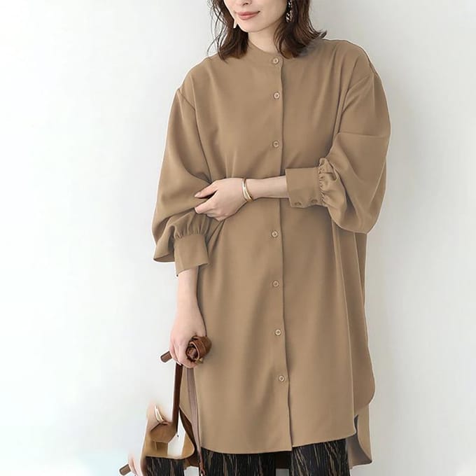 Dames Longsleeve Dames Losse Midi Shirtjurk M gray
