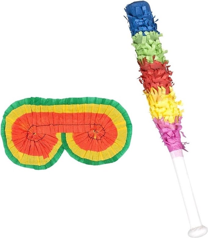 Verjaardag - Pinata set - blinddoek en stok - 43cm