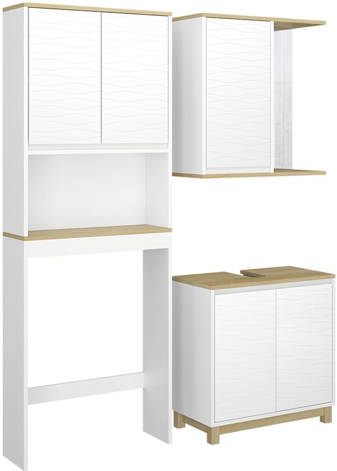 Vicco Badkamermeubelset Livia, Wit/Eiken, 3-delig