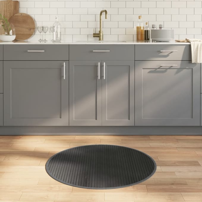vidaXL - Vloerkleed - rond - 80 - cm - bamboe - grijs