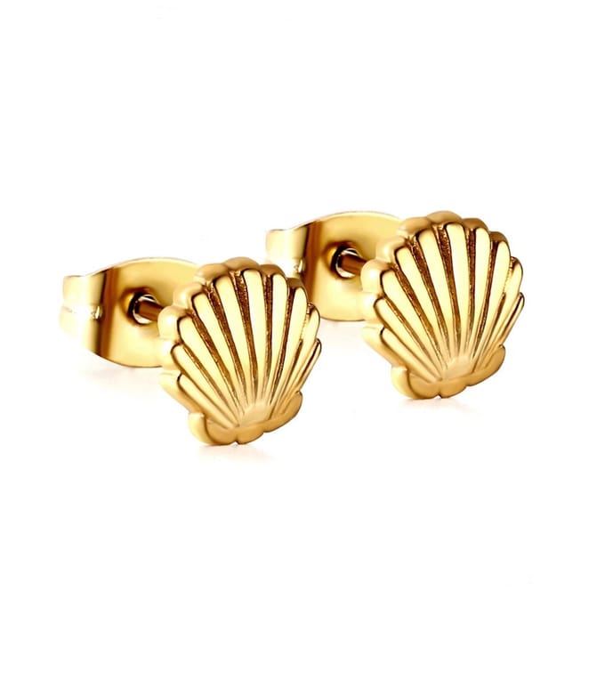 Oorbellen schelp - goudkleurig - RVS