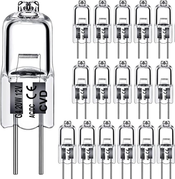 CVD® 8-STUKS - G4 HALOGEEN LICHTBRON - 20 WATT - 12V - WARM WIT - DIMBAAR
