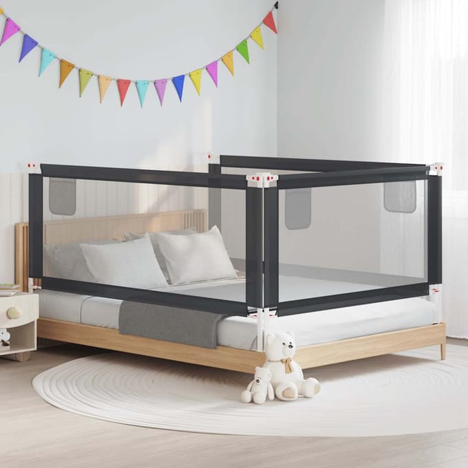 Barrière de Sécurité pour Lit d'Enfant Gris Foncé 200 x 25 cm Tissu