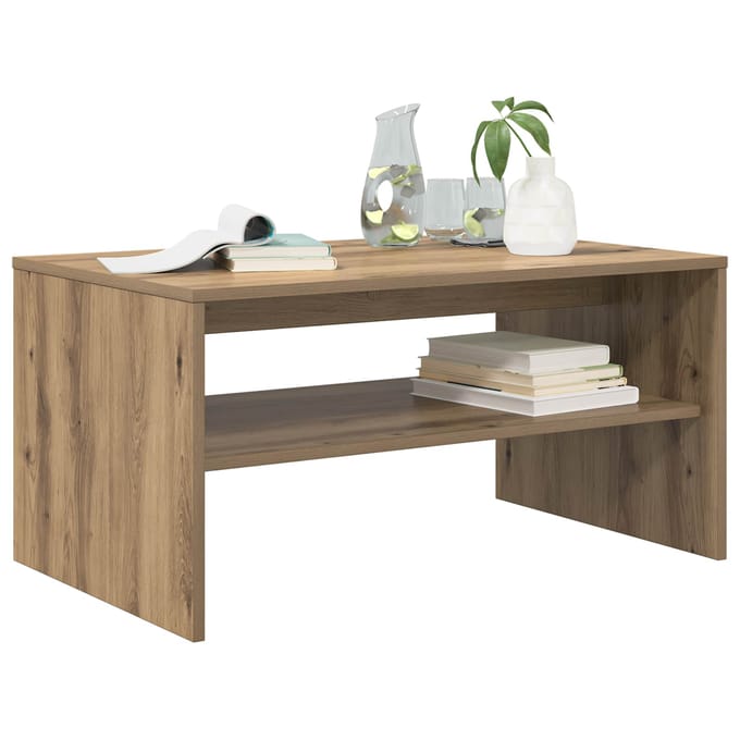 vidaXL - Salontafel - Artisan - Eiken - 80 - x - 50 - x - 40 - cm - Bewerkt - hout