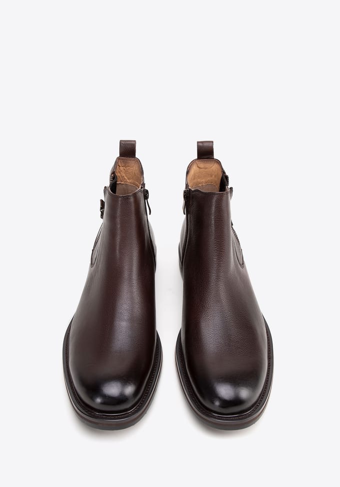 Wittchen Heren Leren Chelsea Boots met een instapzool, Donkerbruin