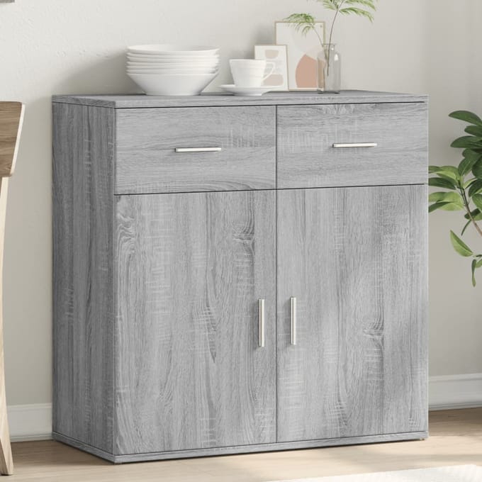 vidaXL - Dressoir - 79x38x80 - cm - bewerkt - hout - grijs - sonoma