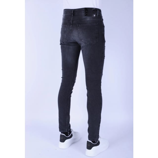 Ripped Jeans voor Mannen Slim Fit met Stretch - 1104 - Zwart