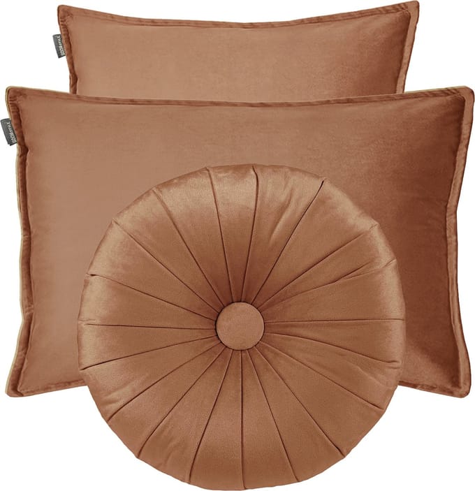 HOOMstyle Kiki Kussen - Sierkussenset 3 stuks - Fluweel - Effen - Terra / Roest