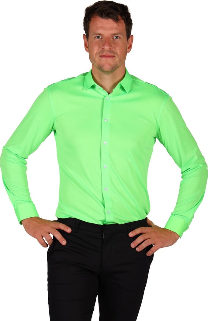 Disco Overhemd Heren - Heren Blouse - Hippie Blouse - Neon Groen - Maat L