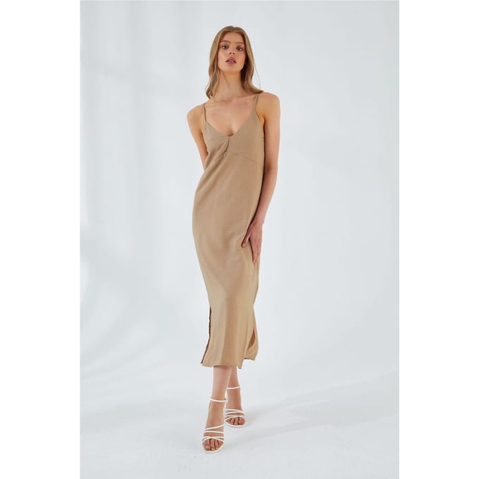 V-hals Split Midi-jurk