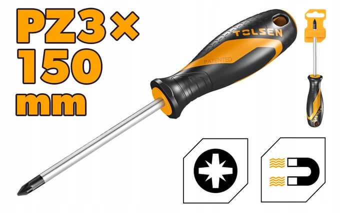 Pozidriv Schroevendraaier PZ3 x 150mm Cr-V Staal met Comfort Grip