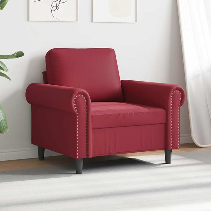 vidaXL - Fauteuil - 60 - cm - kunstleer - wijnrood