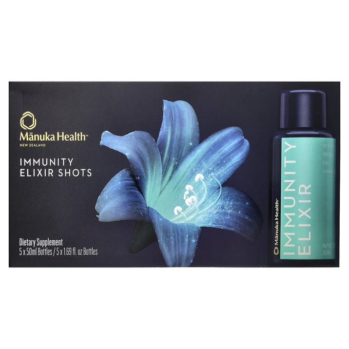 Manuka Health, Elixir Immunitaire à Boire, 5 Bouteilles, 50ml (1,69 fl oz) Chaque