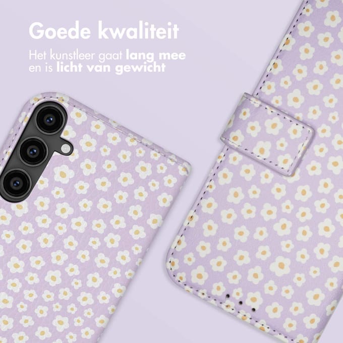 imoshion Hoesje - Geschikt voor Samsung Galaxy S23 FE - Design Bookcase smartphone - White Daisy