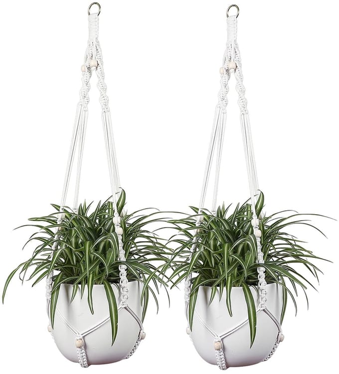 Dailygoods - Set van 2 Macramé Plantenhangers - Boho Katoen, 114 cm