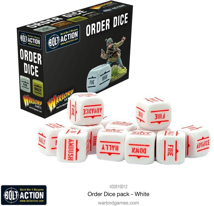 Order dice pack white color (Bolt action nieuw)