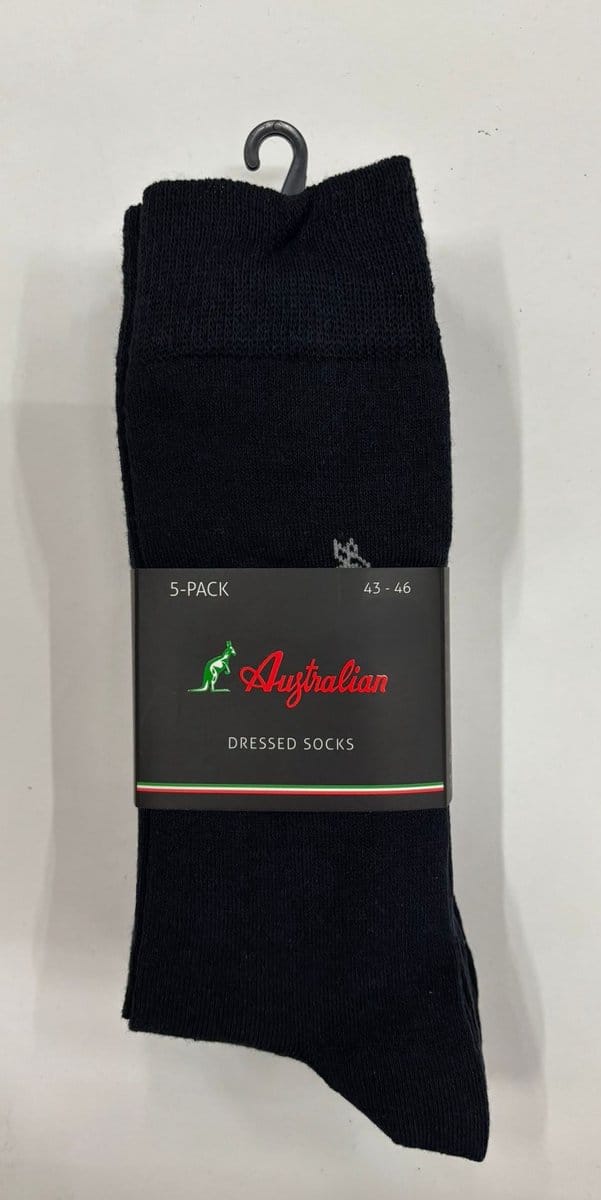 Australian Sokken - Unisex - 5-Pack - Maat 39_42 - Zwart