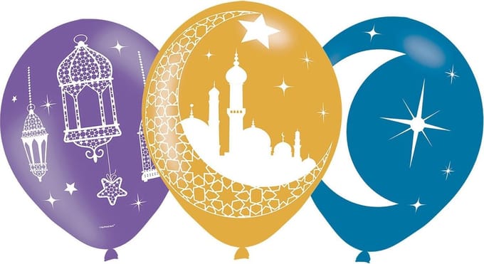Amscan - Eid Mubarak - Ballonnen Goud, Paars, Blauw (6 st)