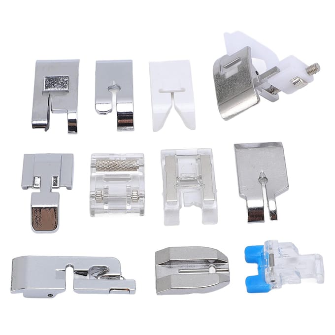 Kit de 11 pieds-de-biche à tige basse pour machine à coudre domestique, pièces de rechange et accessoires gray