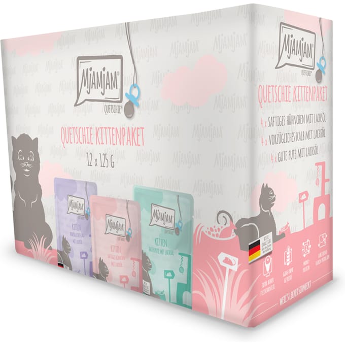 12x125g Mix (3 variëteiten) MjAMjAM Kitten Kattenvoer Nat