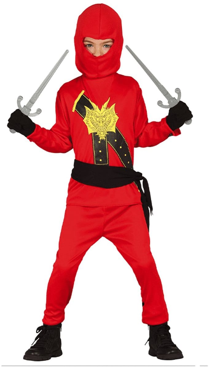 Fiestas Guirca Verkleedpak Ninja Junior Polyester Rood Mt 7-9 Jaar