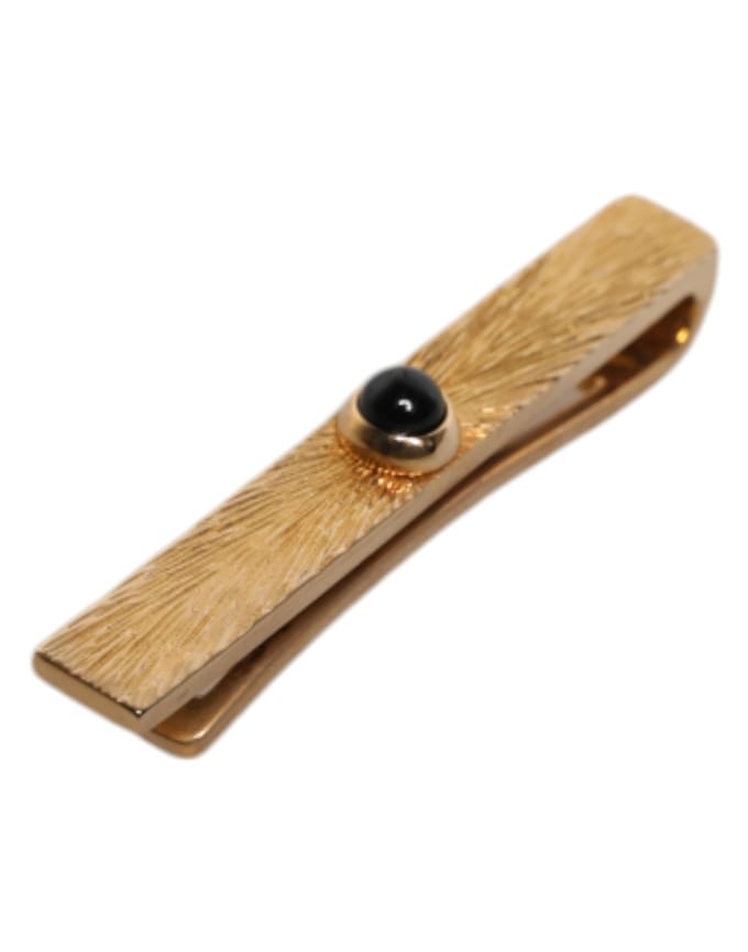 Zwarte Saffier Gouden Kleur Messing Stropdasclip Bar