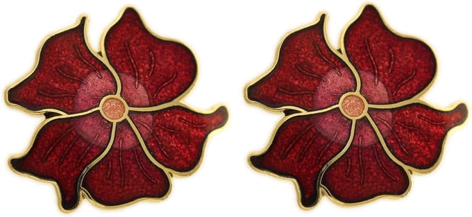 Behave - Oorstekers dames - bloemmotief - rood - 2,5 cm