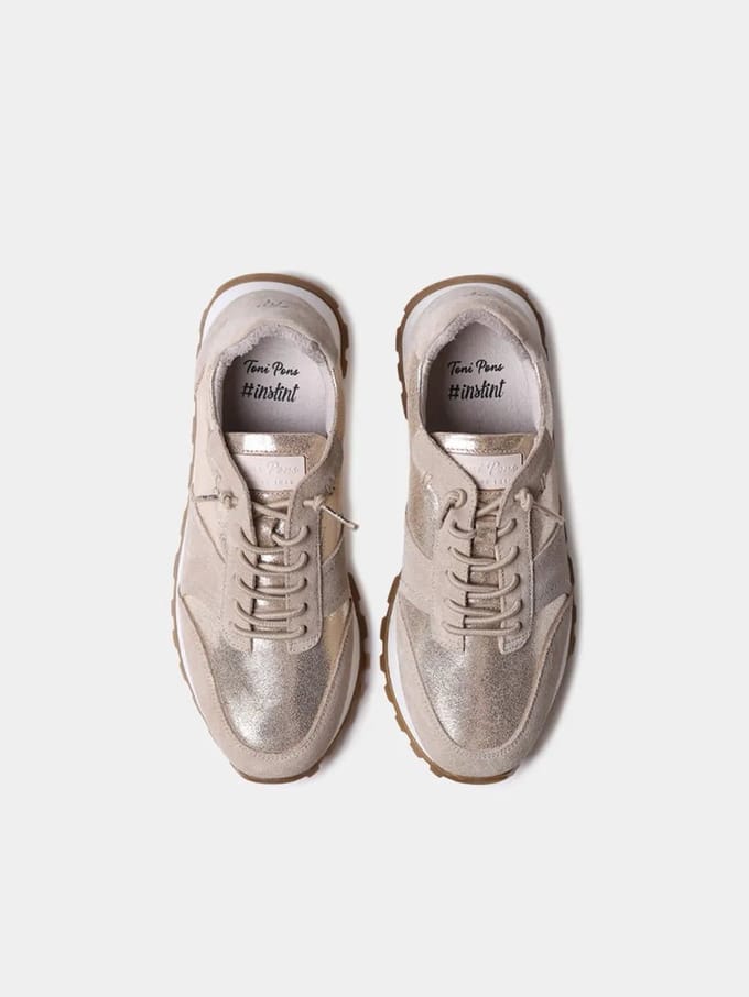 Metallic leren en suède sneakers voor dames | ALICIA