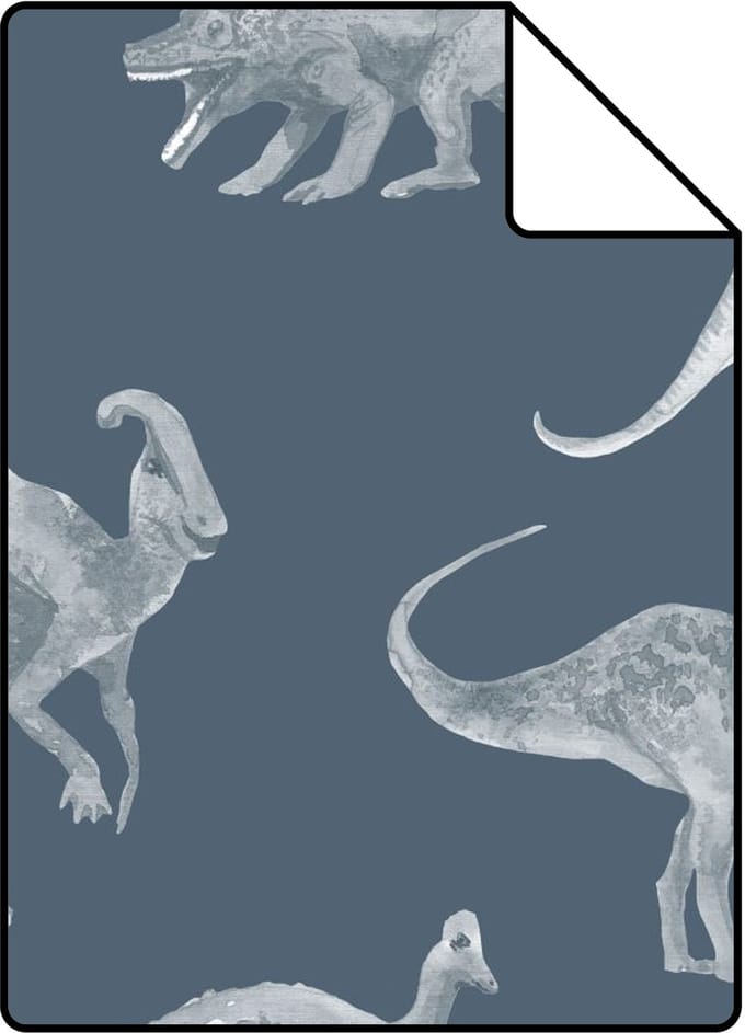 Proefstaal ESTAhome behang dinosaurussen vergrijsd blauw - 26.5 x 21 cm - 131805-S