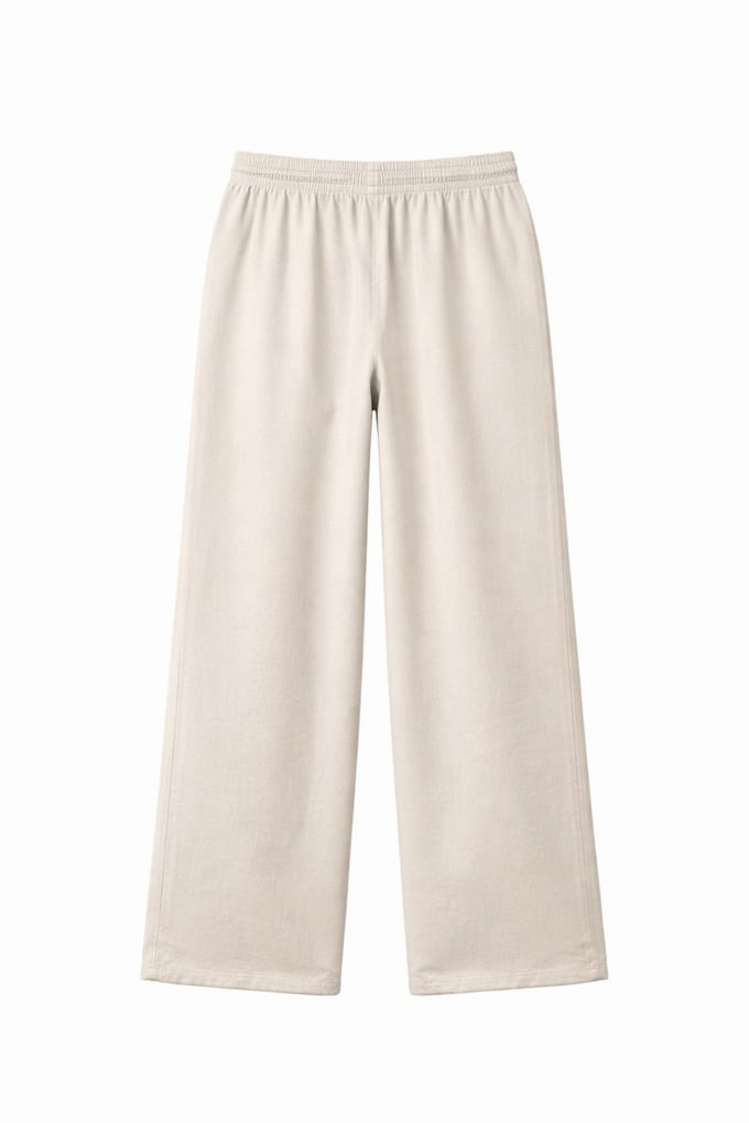 Hoge taille rechte pijpen katoenen broek met striksluiting