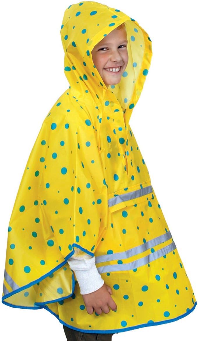 Kinderregenponcho ReflActions 'Brullen', geel/blauw