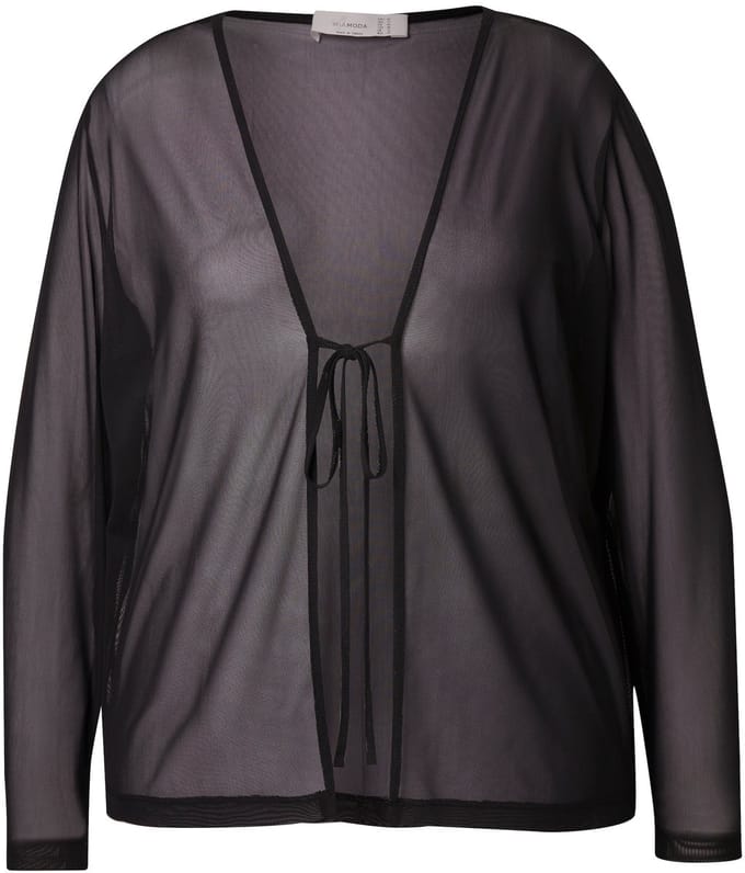 MIAMODA - Dames - Mesh-jasje A-lijn strikband - Zwart - Maat 48