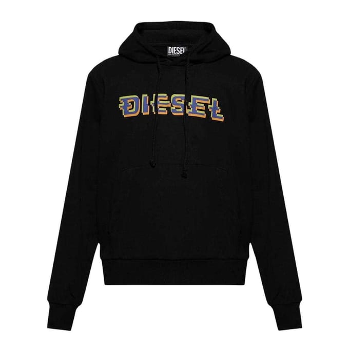 Diesel Mannen Pixel Logo Hoodie (Zwart)