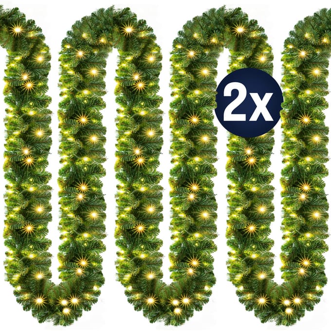 Casaria Guirlande - 2x10m 400 LED Warmwit Afstandsbediening - Groen