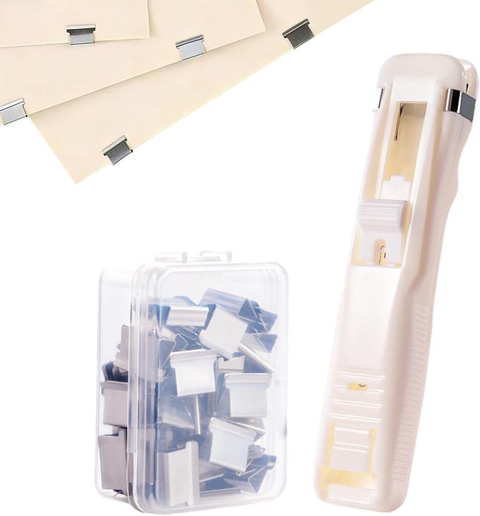 Papierklemmen Dispenser - Ruimtebesparende Klemmen - Documenten Ordenen - Compact Ontwerp - 11.5 cm Lengte - Wit