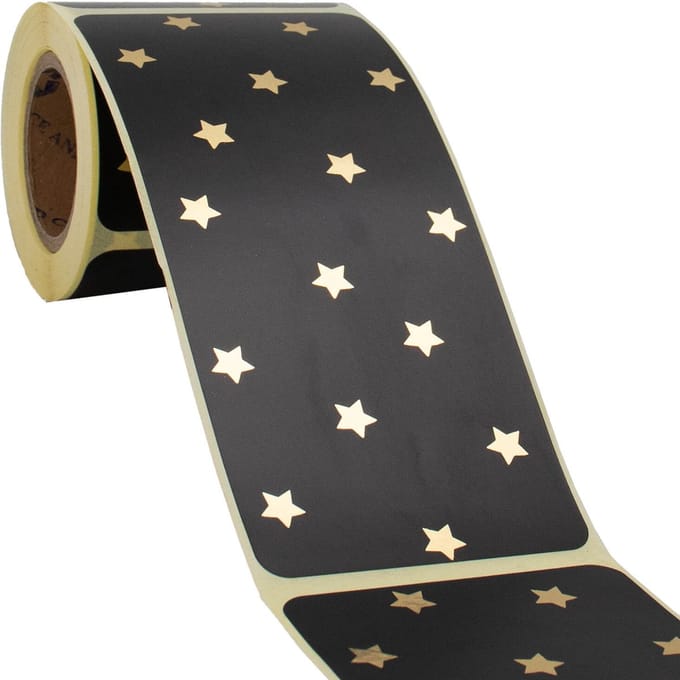 100x sluitsticker Black Stars Gold