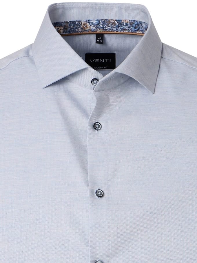 Venti Heren Overhemd Katoen Modern Fit 226110410-100 Blauw - M