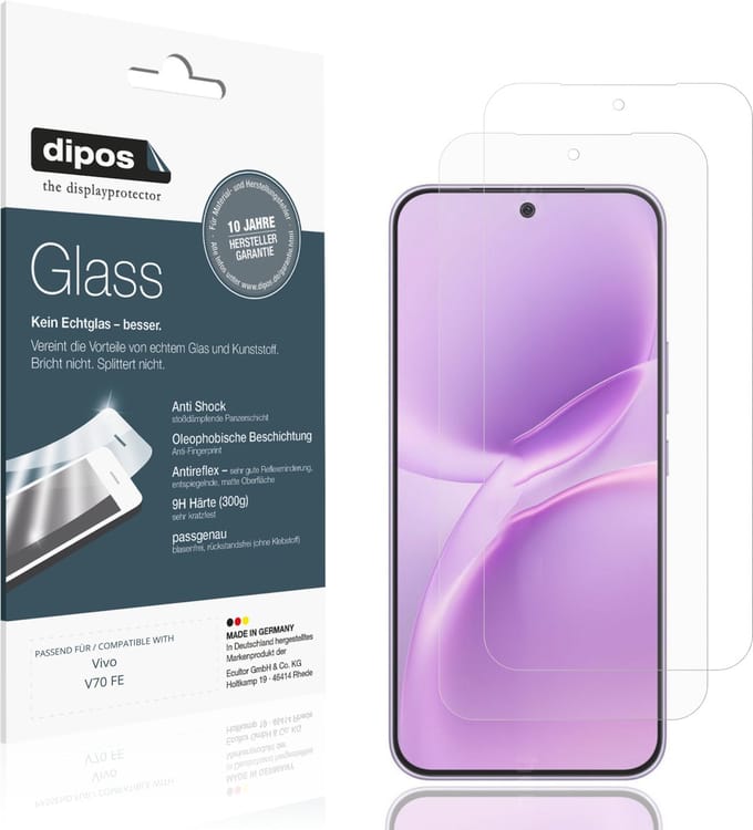 dipos – 2x Matte Pantserfolie geschikt voor Vivo V70 FE | 9H Screenprotector