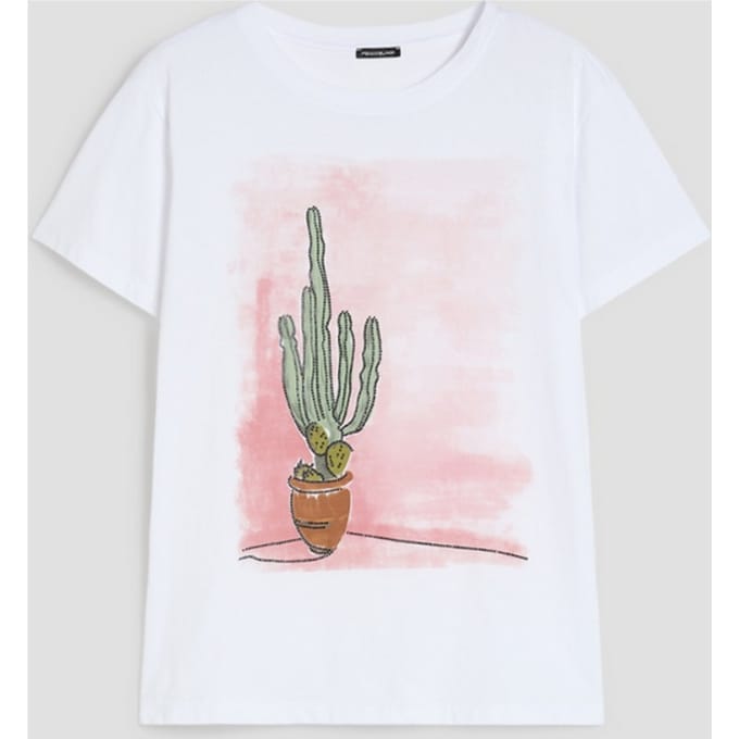 T-shirt in witte katoenen trui