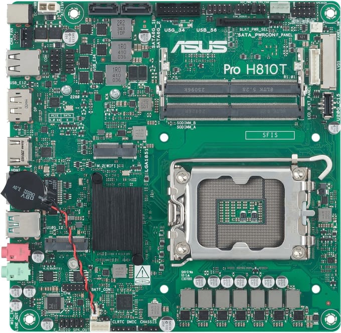 ASUS PRO H810T-CSM Moederbord - Intel H810 - Intel LGA1851 - DDR5 RAM - Mini-ITX