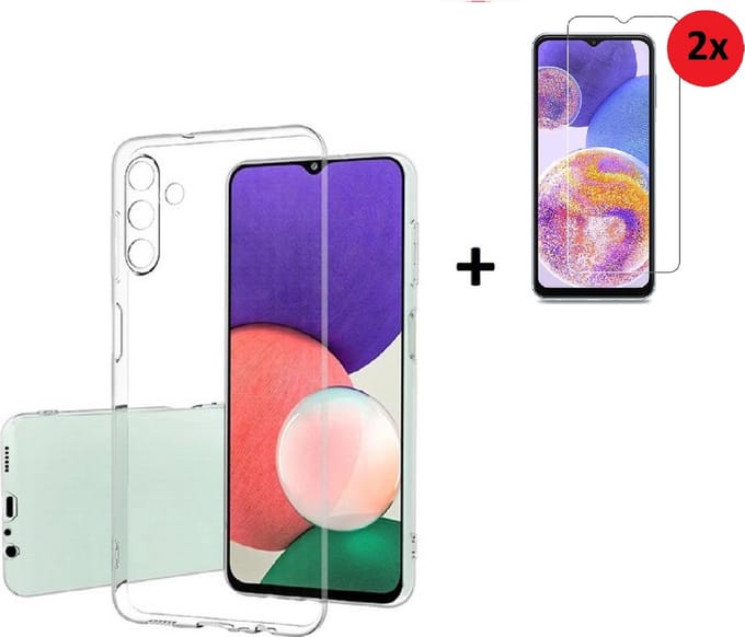 Pearlycase Hoesje Transparant Geschikt voor Samsung A05s - Siliconen - Samsung A05s Screenprotector - Hoesje Transparant Case + 2x Screenprotector