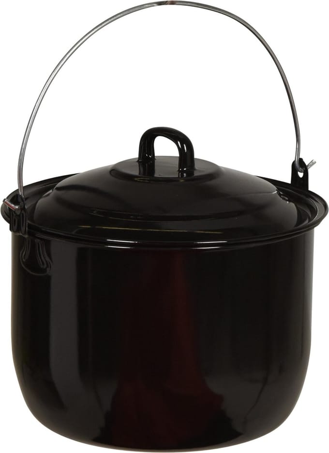 Ambiance Emaille Pan Met Deksel Voor Bbq Ø 24 Cm 6,7 Liter Zwart