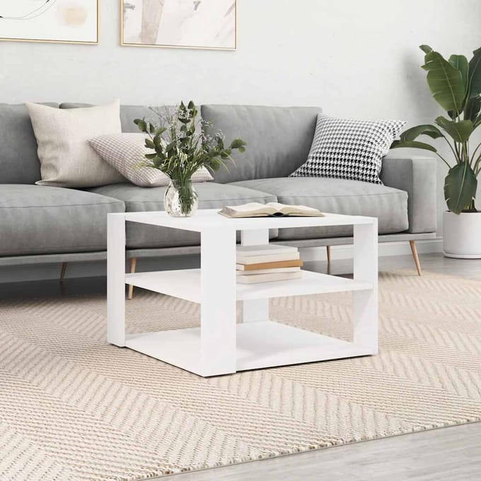 vidaXL - Salontafel - 58x58x40 - cm - bewerkt - hout - wit