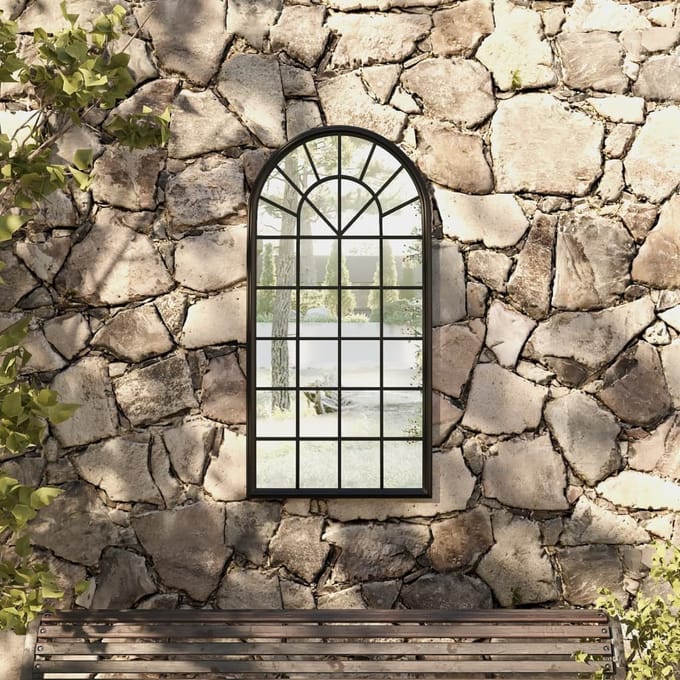 vidaXL - Tuinspiegel - 90x45 - cm - ijzer - zwart